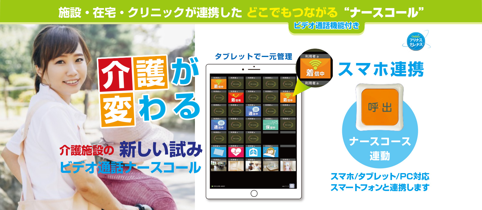 介護が変わる、介護施設専用ビデオナースコール「ふりなす」は見守りカメラ機能が付いている